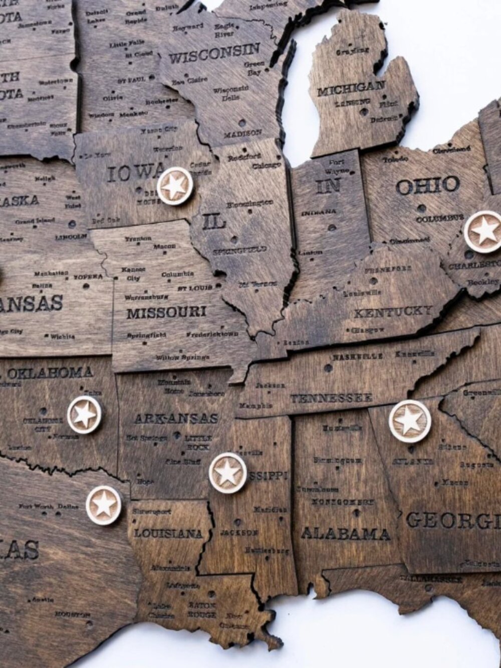Wood map of the United States - wall decor - Picture 2 of 3